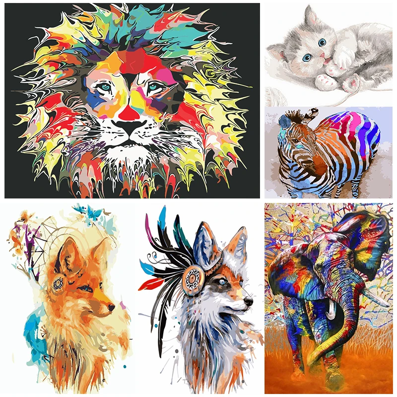 

Набор для рисования по номерам на холсте, акриловые животные