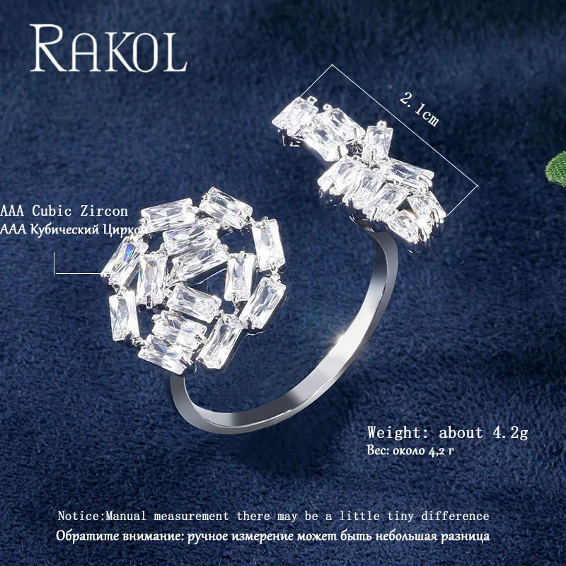 RAKOL прямоугольные проложить Блестящий AAA циркония кристалл открытый