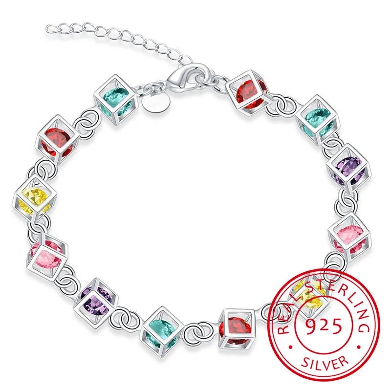 LEKANI горячая Распродажа Блестящий Кристалл CZ счастье куб 925 стерлингового серебра