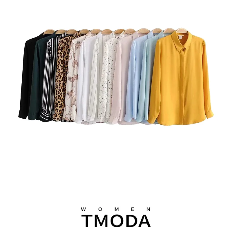 Женская шифоновая блузка TMODA310 Za Повседневная рубашка с отложным воротником и