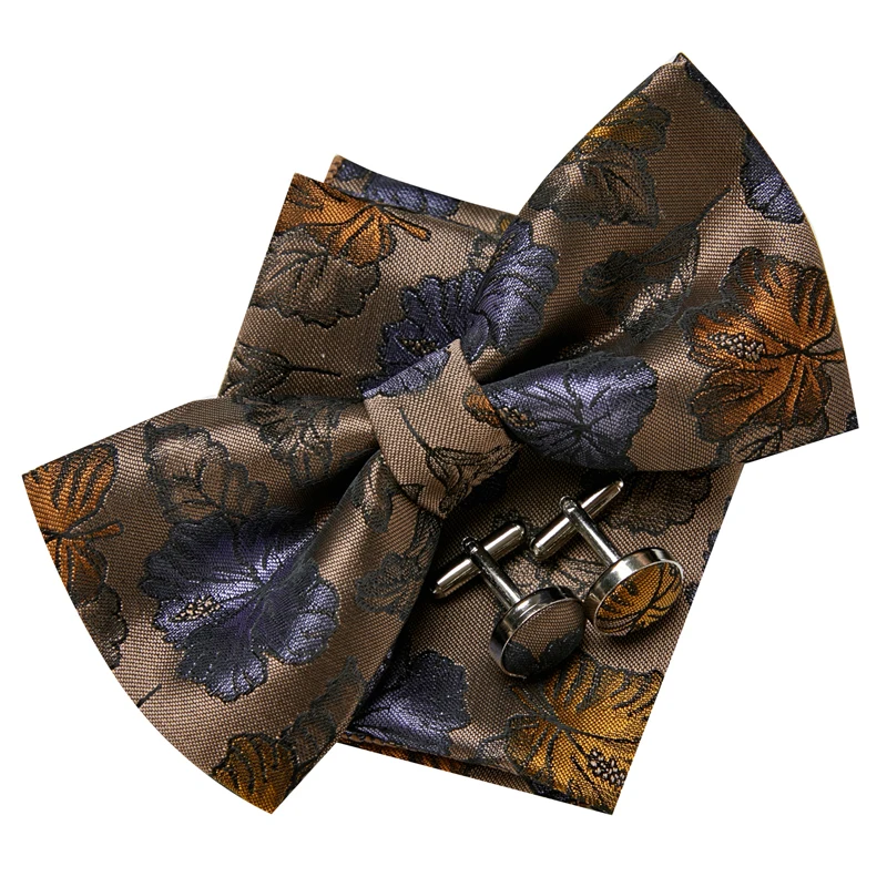 

Newest design Luxurious Butterfly Tie Handkerchief Pocket Squares Cufflink Set Bow Tie Necktie Box Shirt Accessories