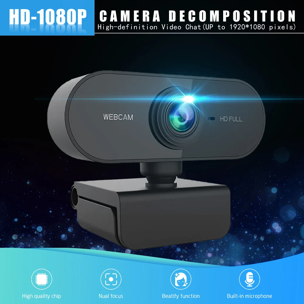 

PODOFO Full HD 1080P Webcam USB Mini Computer Camera Built-in Microphone Flexible Rotatable for Laptops Desktop Webcam Camera