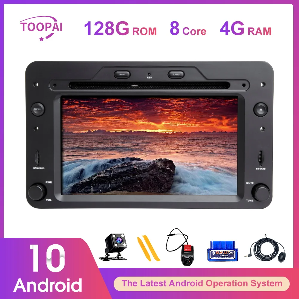 Автомобильный мультимедийный проигрыватель TOOPAI 1DIN Android 10 GPS-навигация для Alfa Romeo