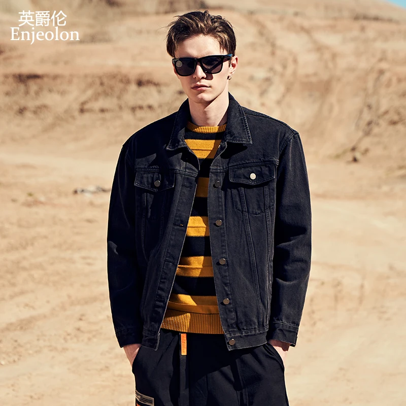 Куртка Enjeolon Мужская джинсовая Бомбер ковбойская верхняя одежда из денима