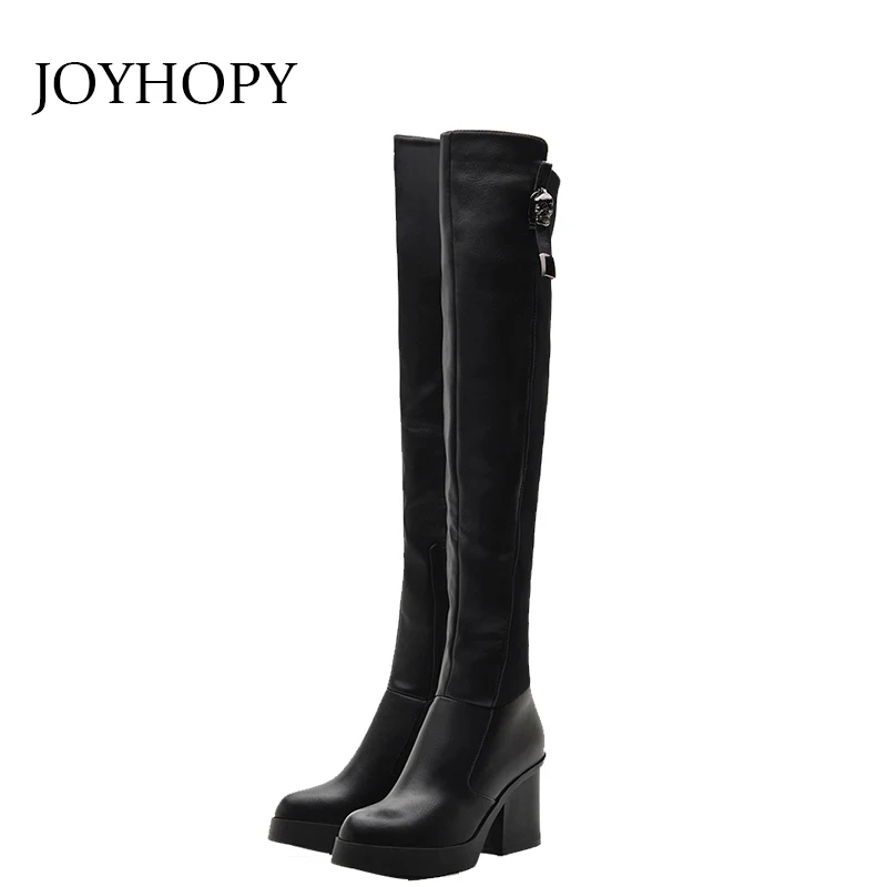 Ботфорты из натуральной кожи Новинка 2019 года зимняя обувь на толстом высоком