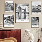 Черно-белый Лондонский достопримечательный пейзаж печать Skyline настенный художественный городской постер для современной спальни домашний декор