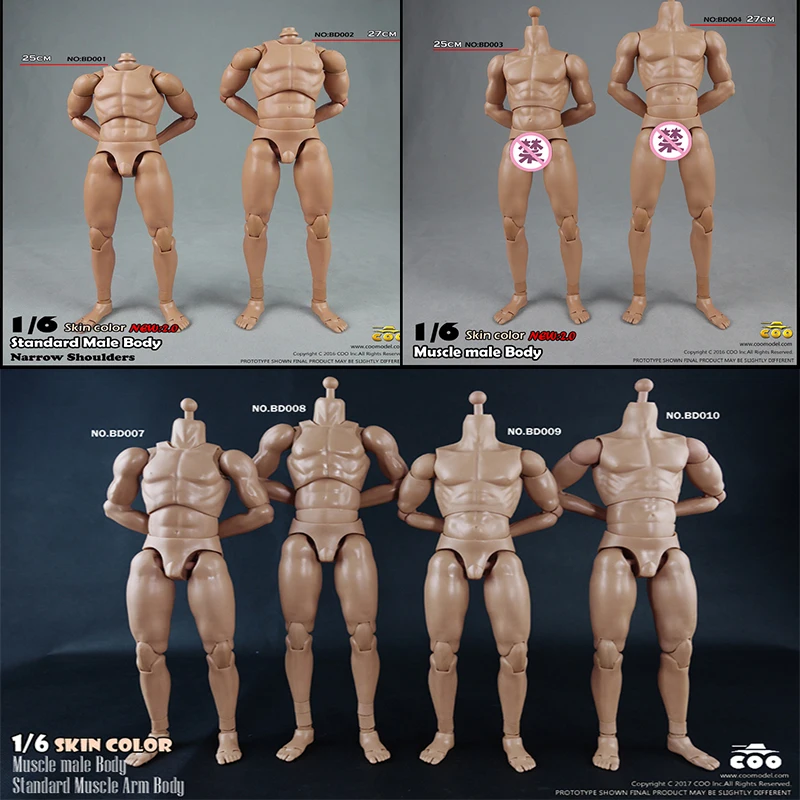 

Модель мужского тела COOMODEL 1/6 BD001/BD002/BD003/BD004/BD007/BD008/BD009/BD010, цвет кожи, мускулы