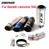 for benelli leoncino 500 all year motorcycle exhaust system middle link pipe slip on 51mm muffler tube escape stainless steel