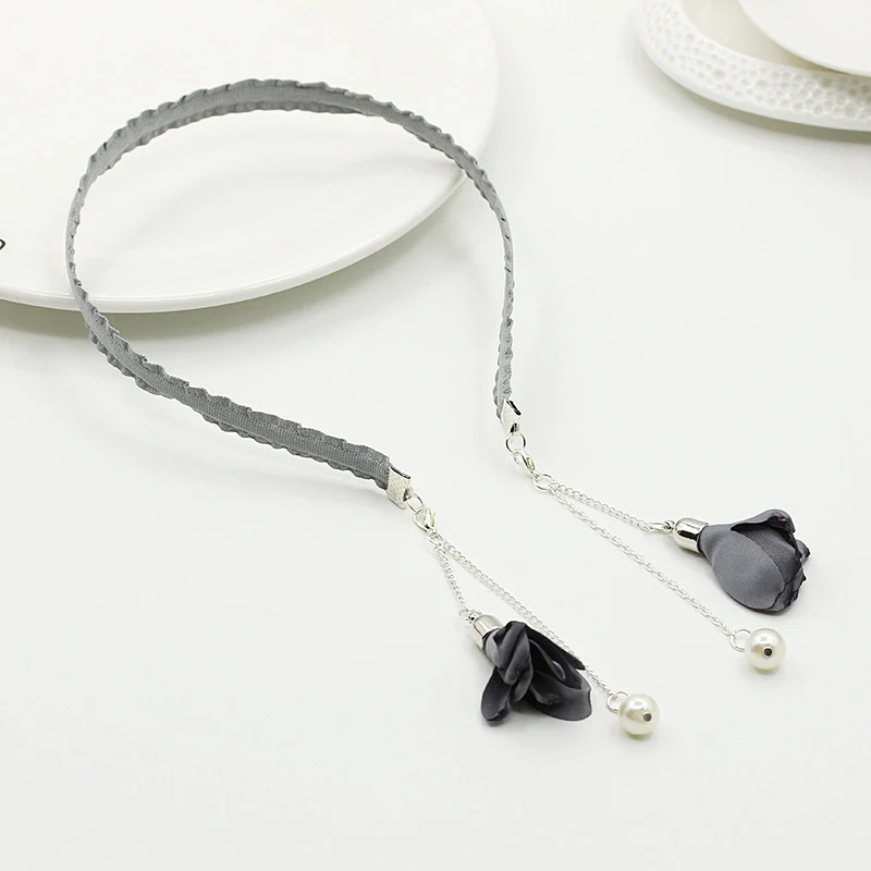 Gray Flower Красочные со стразами повязка для волос для женщин качественные металлические ободок для волос круг женские аксессуары для повязки на голову - Цвет: Gray Flower