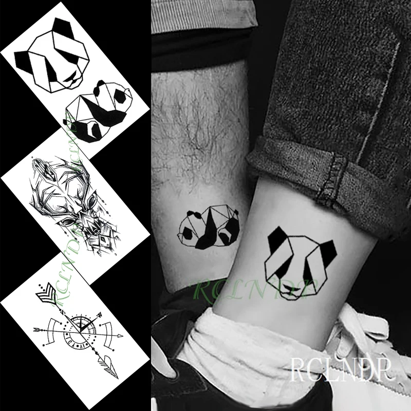 

Waterproof Temporary Tattoo Sticker Panda Deer Compass Arrow Small Art Tatto Flash Tatoo Fake Tattoos For Women Men Kid