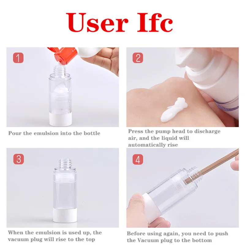 

3pcs/set Transparent Lotion Bottle Emulsion Vacuum Pump Sub-bottling Travel Organizer Vessel Cosmetic Container Accessories