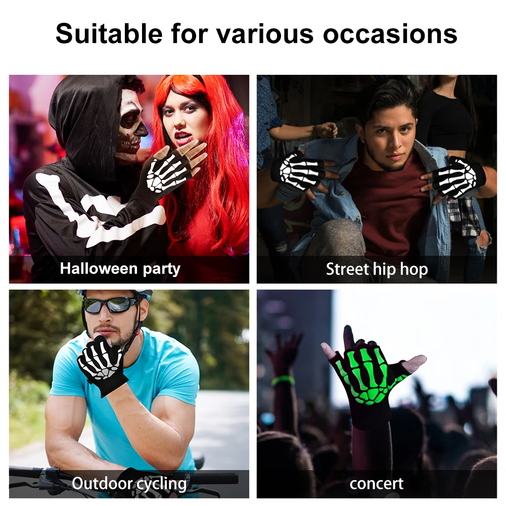 Перчатки унисекс полуперчатки с черепом скелетом зимние теплые | Спорт и