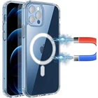 Магнитный чехол для IPhone 12 Pro Max, прозрачный, тонкий, с беспроводной зарядкой