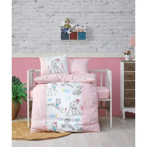 Розовое детское постельное белье из 100 хлопка