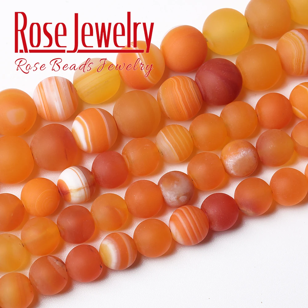 

Natural Orange Stripe Agates Beads Round Loose Spacer Stone Beads For Jewelry Making DIY Bracelet Necklace 4 6 8 10 12mm 15"inch