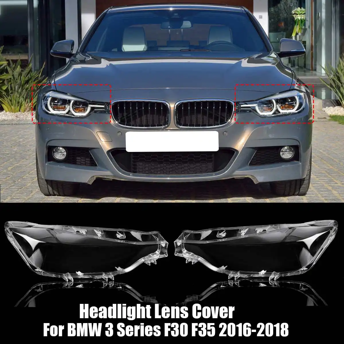 

Car Front Left and Right Headlight Headlamp Cover Lens Light Cover For BMW 3 Series F30 F35 2016 2017 2018 Replacement Glass