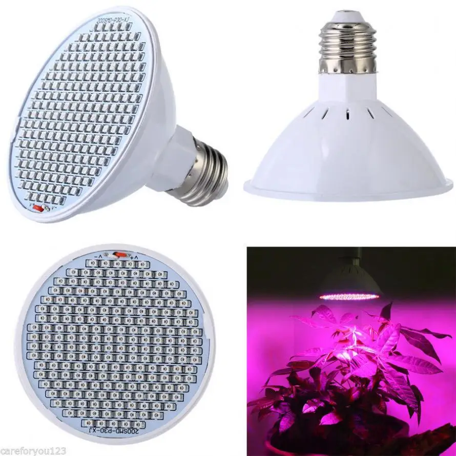 Светодиодсветильник лампа для выращивания растений 24 Вт E27 60 светодиодов красная