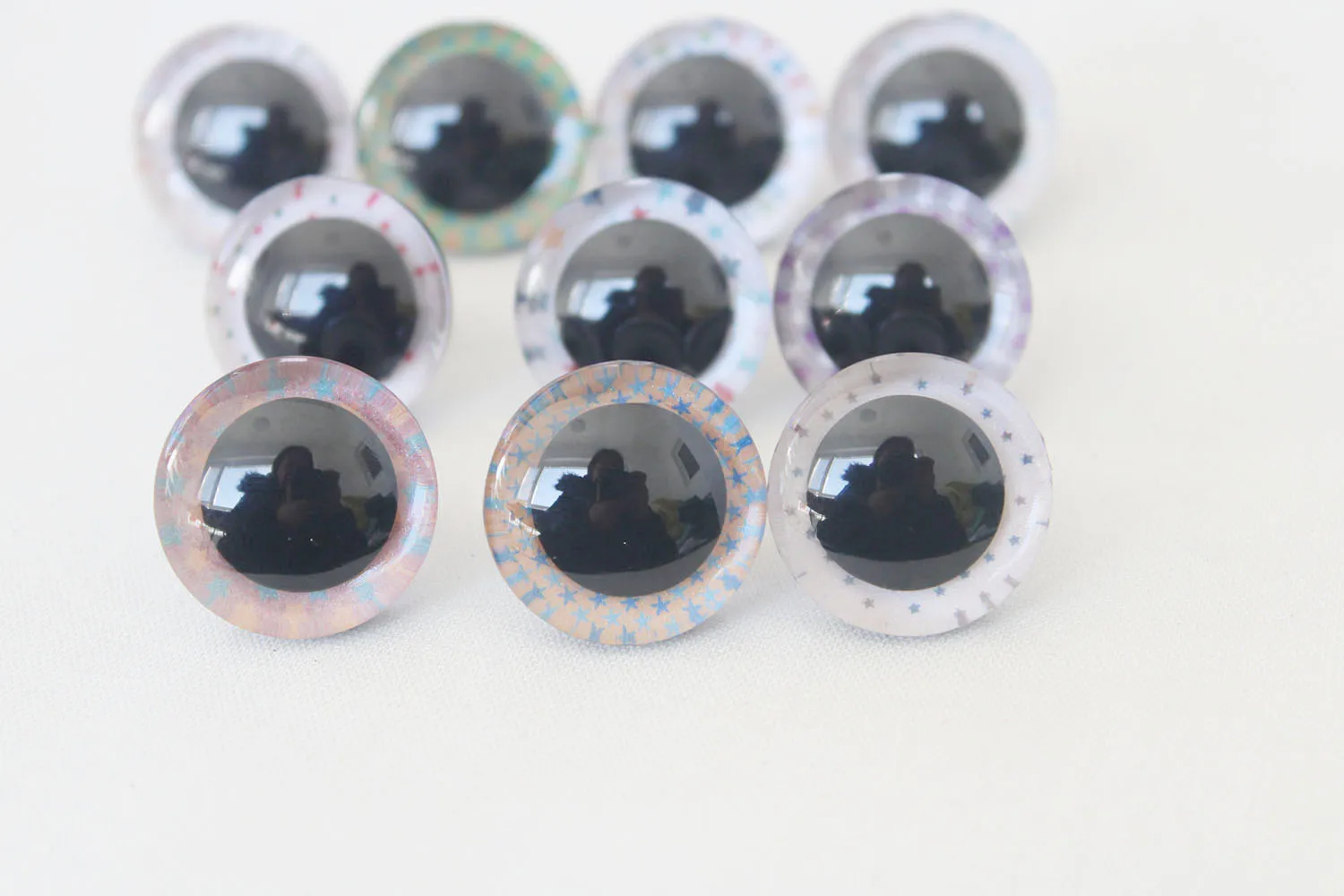 

100pcs-- 12mm 14mm 16mm 18mm 20mm 24mm 30mm 35 clear 3D LOVELY safety toy eyes + washer--size & color option-S6