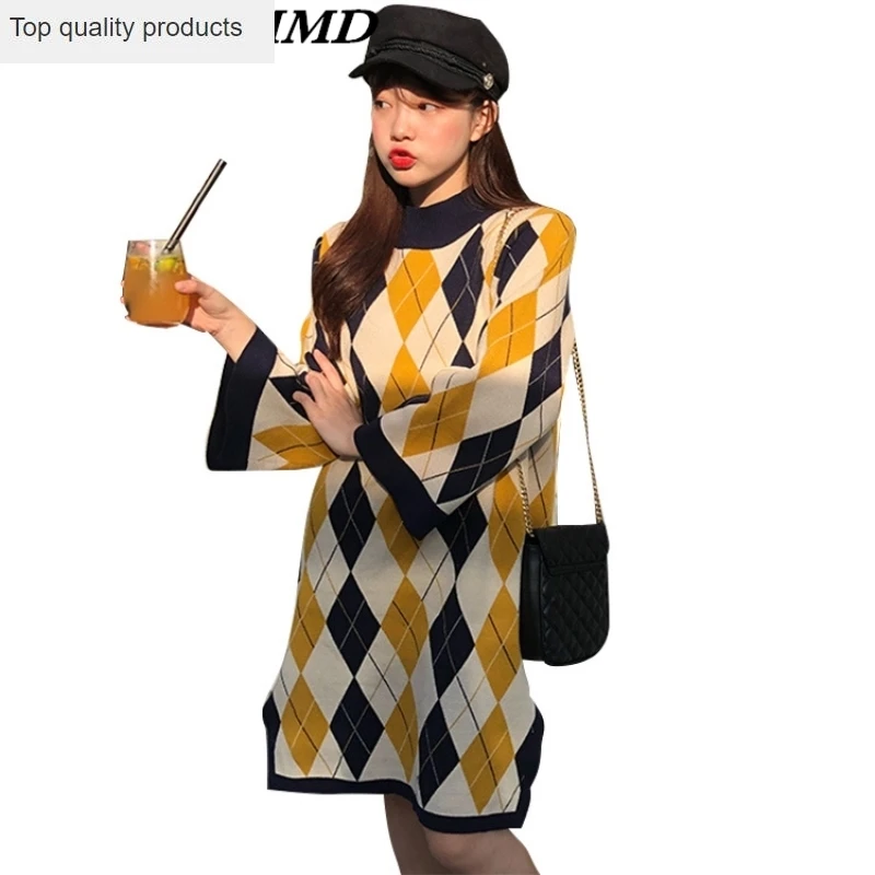 Новинка 2020 Осень-зима большой размер свободный круглый воротник вязаный пуловер