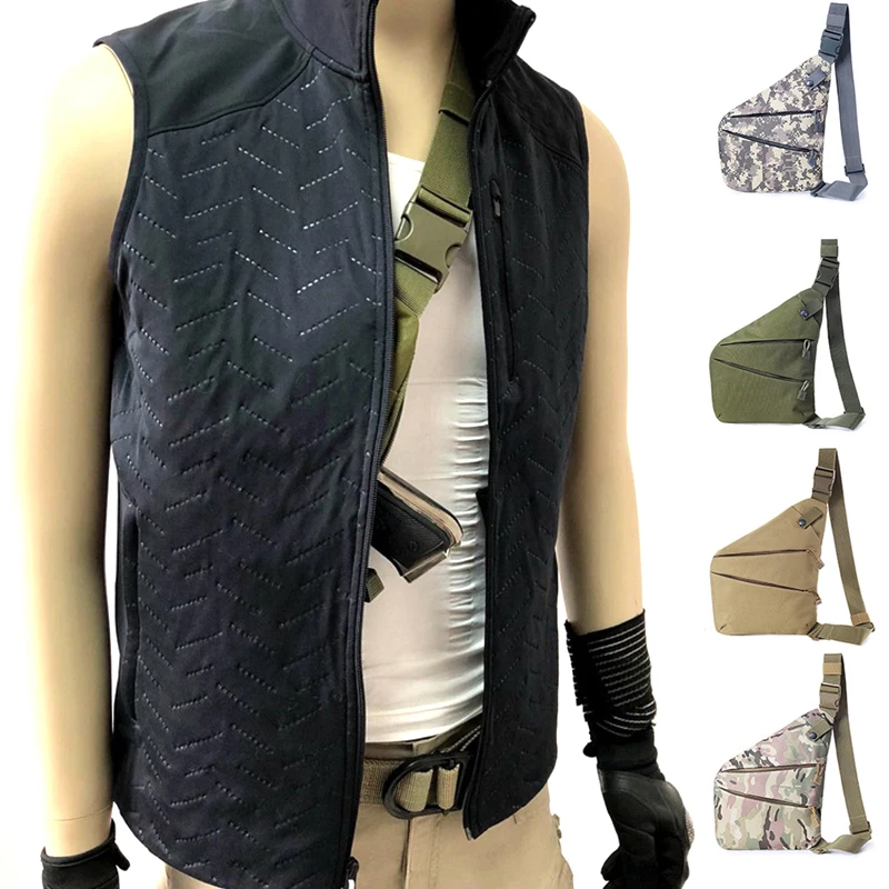 

Military Tactical Shoulder Bag Right Left Hand Gun Holster Pistol Pack Phone Pouch Army Camping Travel Hunting Sling Backpack