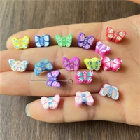 junkang 60pcs 12mm random colorful small butterfly perforated spacer beads diy making jewelry and bracelet crafts