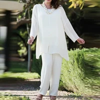 Chiffon Mother of the Bride Pantsuit 3 Pcs Jumpsuit With Smock Wedding Guest Suits Wedding Evening Dress Custom Dress Plus Size