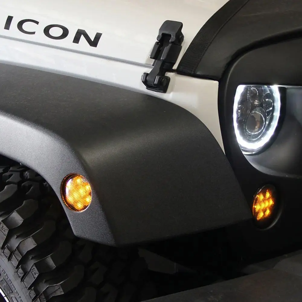 Светодиодный сигнал поворота для Jeep JK Wrangler 07 17 Пара светодиодный Копченый