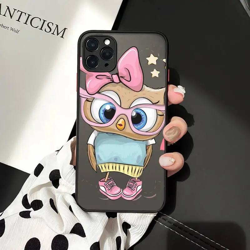 

owl cute cartoon luxury Phone Cases shell matte transparent For iphone 7 8 11 12 plus mini x xs xr pro MAX cover funda coque