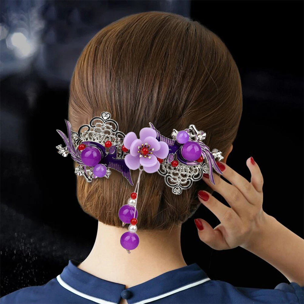 Ретро Стразы Цветочная заколка для волос с подвеской спины | Красота и здоровье