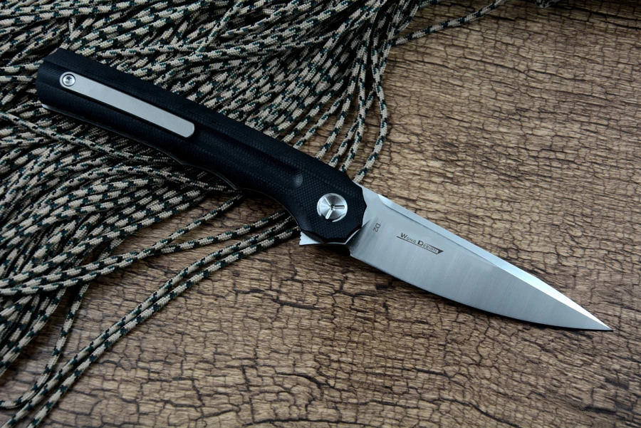 Тактический карманный нож TWOSUN D2 Черная Ручка G10 складной быстрооткрывающийся