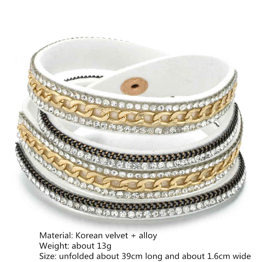 Винтажный Многослойный кожаный браслет и с цепочкой из сплава кристаллами для