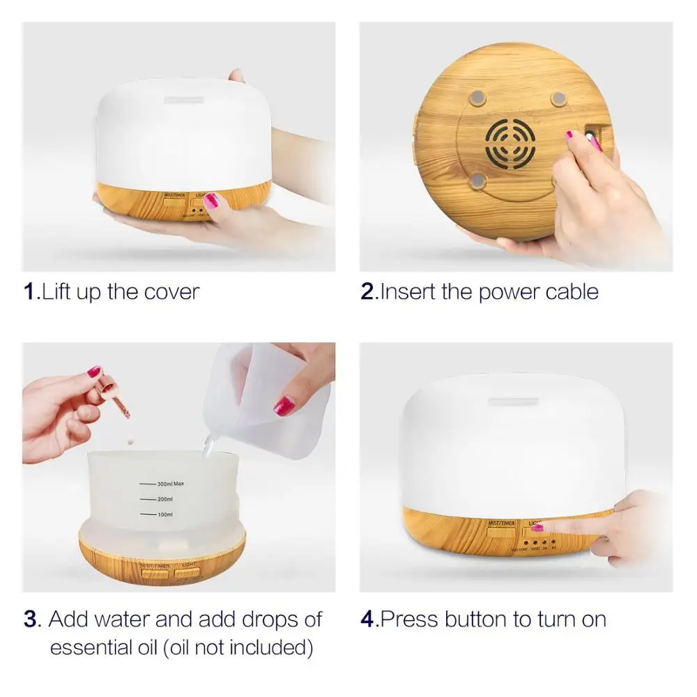

500ML Essential Oil Diffuser Air Humidifier Aroma Lamp Aromatherapy Electric Ultrasonic Cool Mist Aroma Diffuser Mist Maker