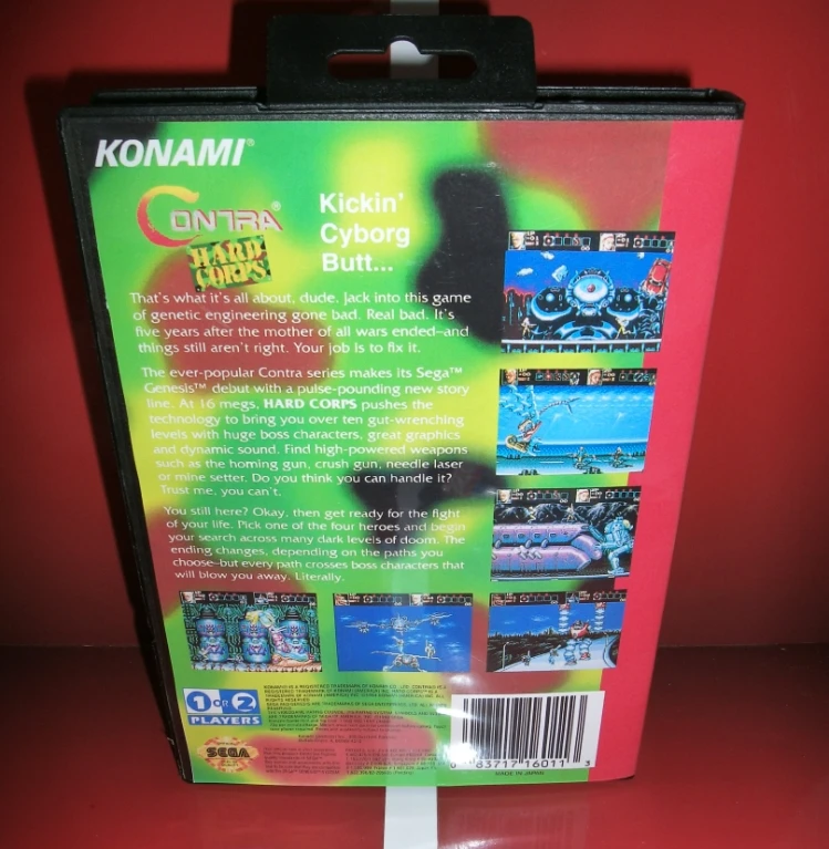 Жесткий корпус Contra в США чехол с коробкой и руководством для Sega Megadrive Genesis Игровая