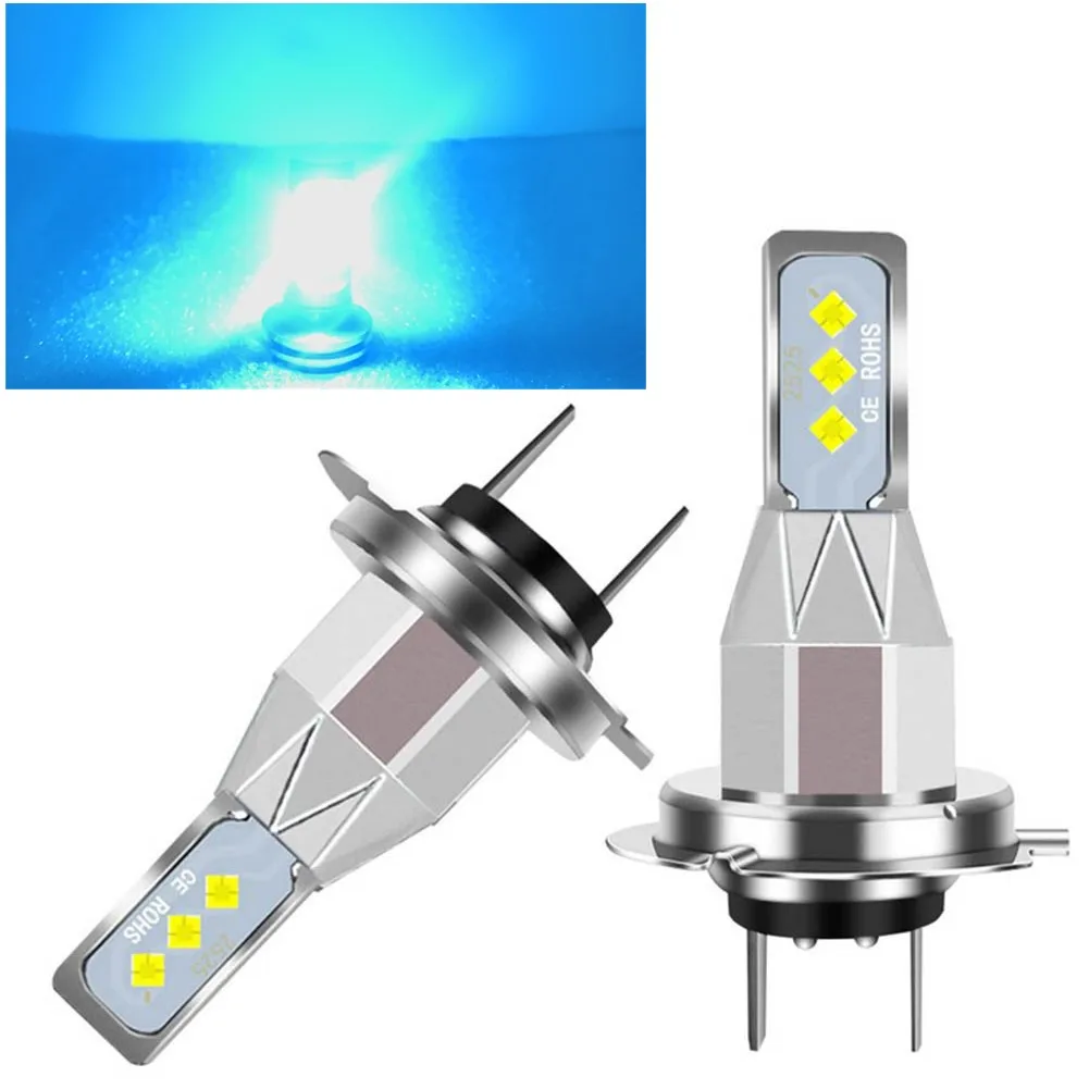 

2pcs H7 LED Headlight Bulbs Kit High Low Beam Super Bright 12000K Ice Blue Car Lights Made Of 2525 Lamp Beads