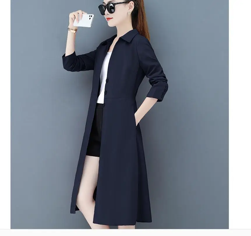 

2021 spring and autumn winter Long sleeve Women's Windbreaker coat