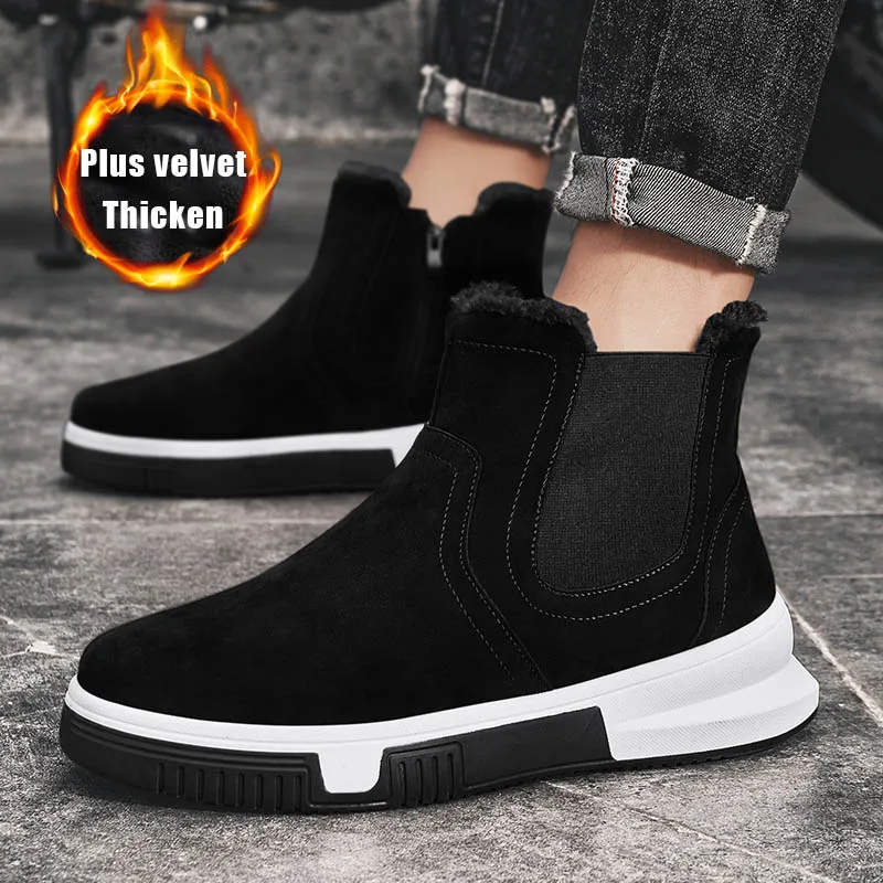 

Warm Winter Men Ankle Boots Men Outdoor Walkin Footwear Winter Casual Shoes Men Plus Velvet High Top Snow Boots for Men Shoes