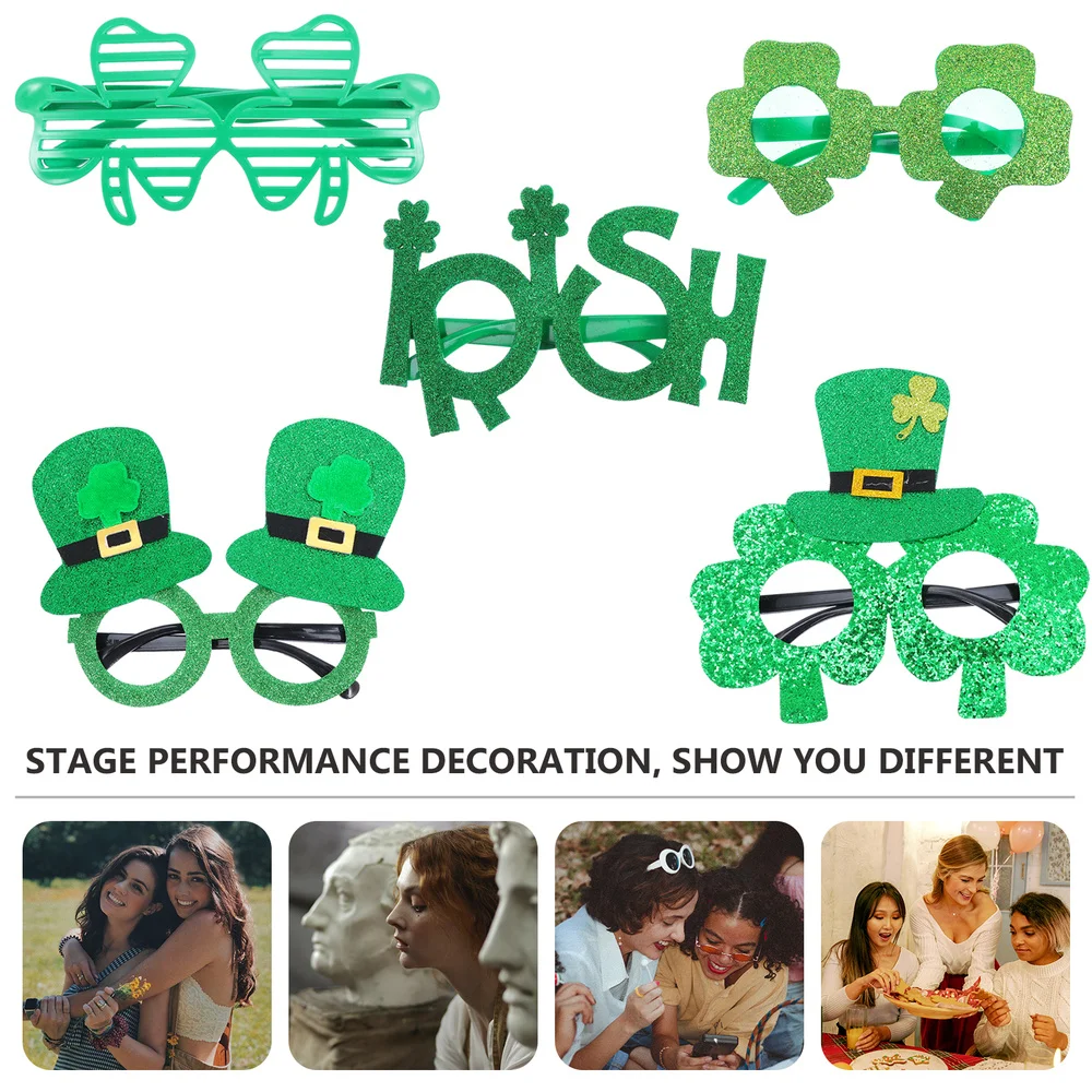 

5pcs St. Patrick's Day Party Supplies Glasses Photo Props Glasses Decor
