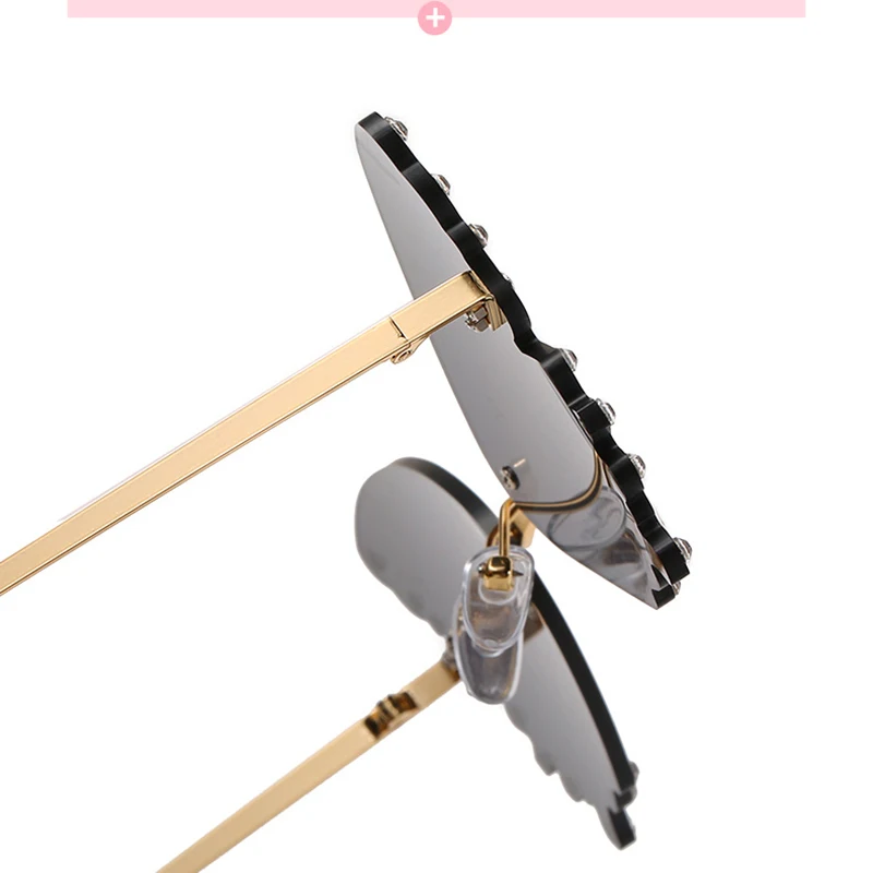

Trendy Zircon Butterfly Women's Sunglasses Rhinestone Rimless Decoration Sun Glasses For Girls Fashion Person