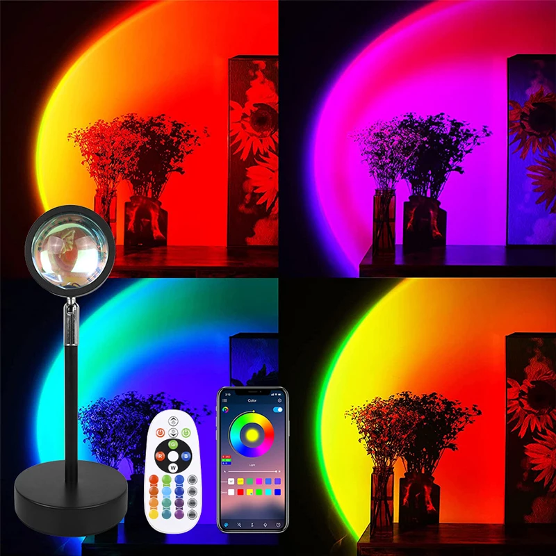 

Проекционная лампа с Bluetooth и закатом, проектор с дистанционным управлением через приложение, ночной светодиодный светильник для комнаты, ук...