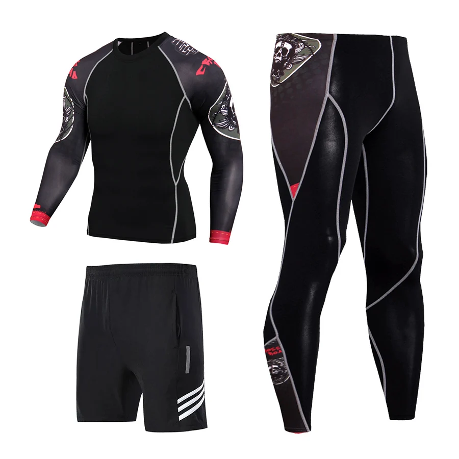 Комплект из 3 предметов мужской спортивный костюм для тренировок компрессионная