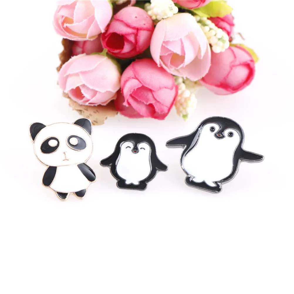  Cartoon Animal Brooch Cute Panda Penguin Mother Baby Enamel Pin Denim Jacket Coat Child Backpack Badge Fashion  images - 6