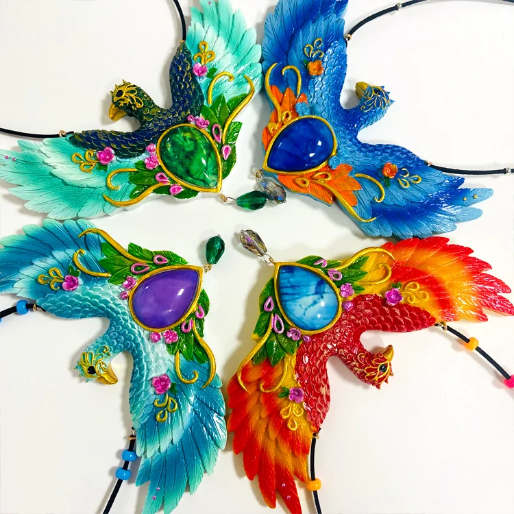 Цветной подвеска в виде павлина и феникса из смолы декоративное украшение на