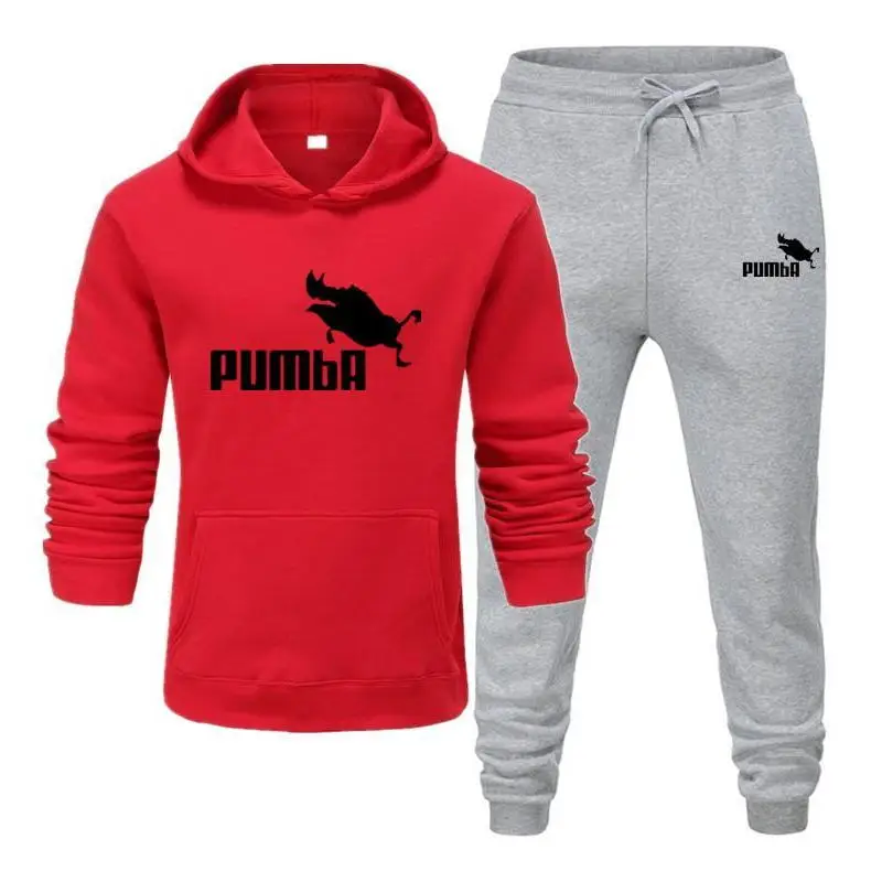 

Men's warm sportswear suit sweatshirt winter jacket + pants casual wear hip-hop print 2021