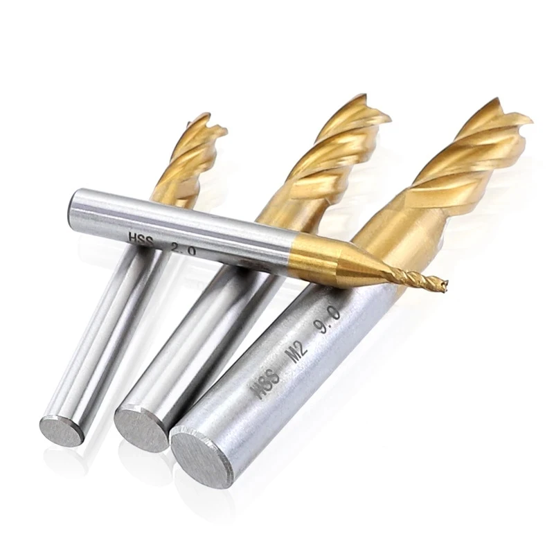 

7Pcs/11Pcs Milling Cutters 4-Flute Titanium Coated HSS End Mill Set 1.5-10mm CNC Router Bit For Wood Steel Milling