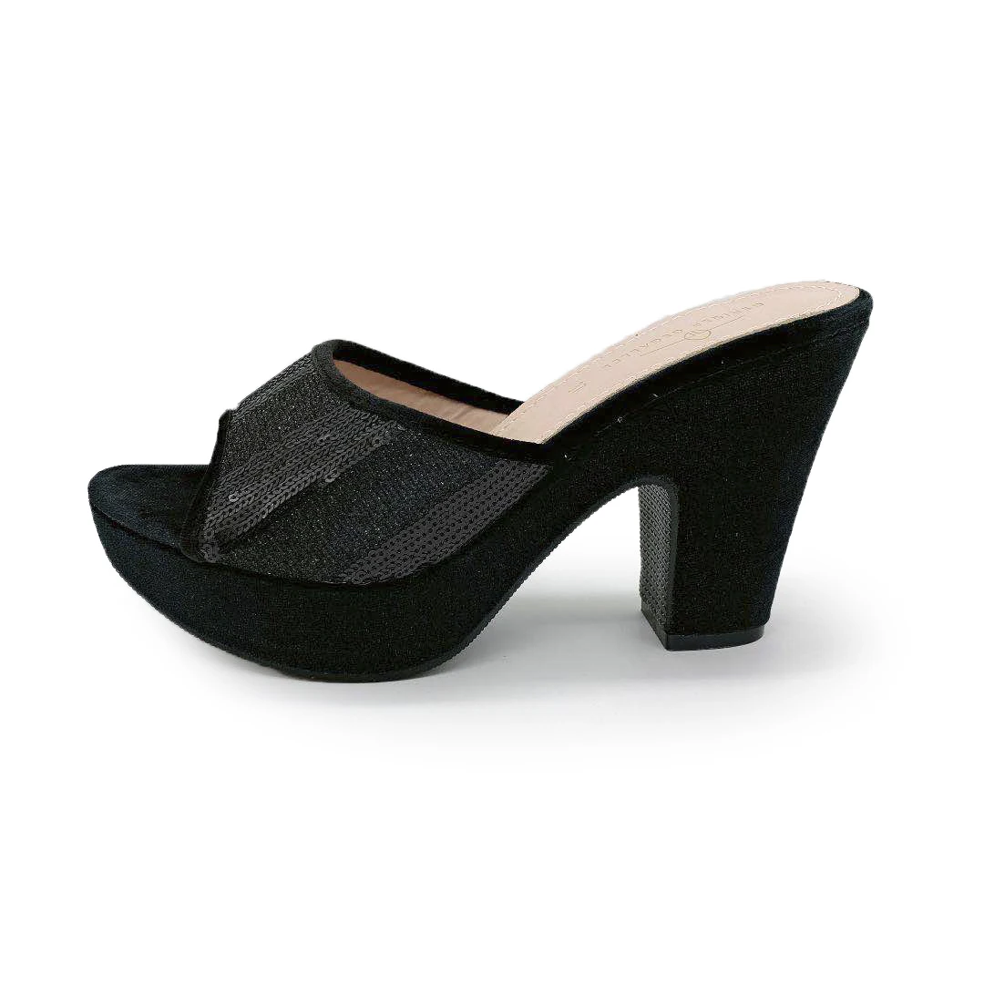 6245-15 Golden Stripe Luxury Women Shoes Party Dress Heels Open Toe Confort High Heeled Slippers Sequin Platform Ladies Pumps