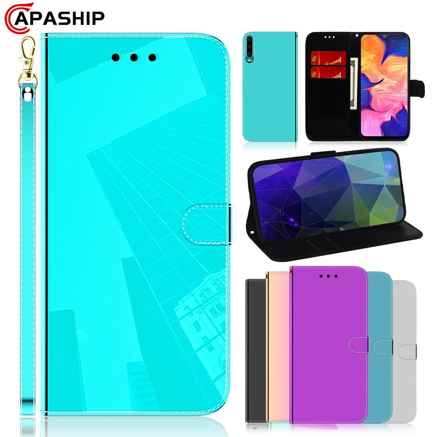 Роскошный кожаный зеркальный Чехол книжка для Huawei P30 Lite Pro Honor 10 8S Nova 4E Y5 Y6 2019 P Smart