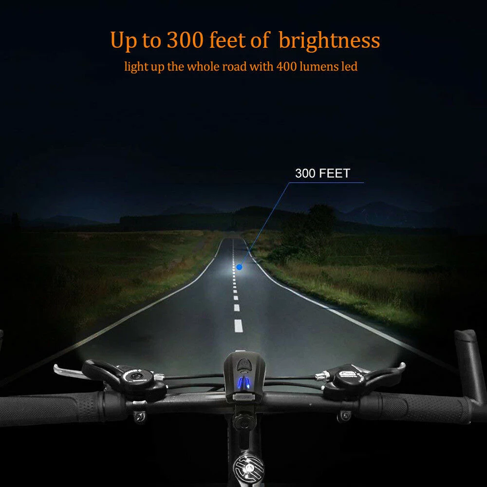 

USB Rechargeable Bicycle Headlight Bike LED Head Light For Cycling Waterproof Front Lamp Automatic Adjustment