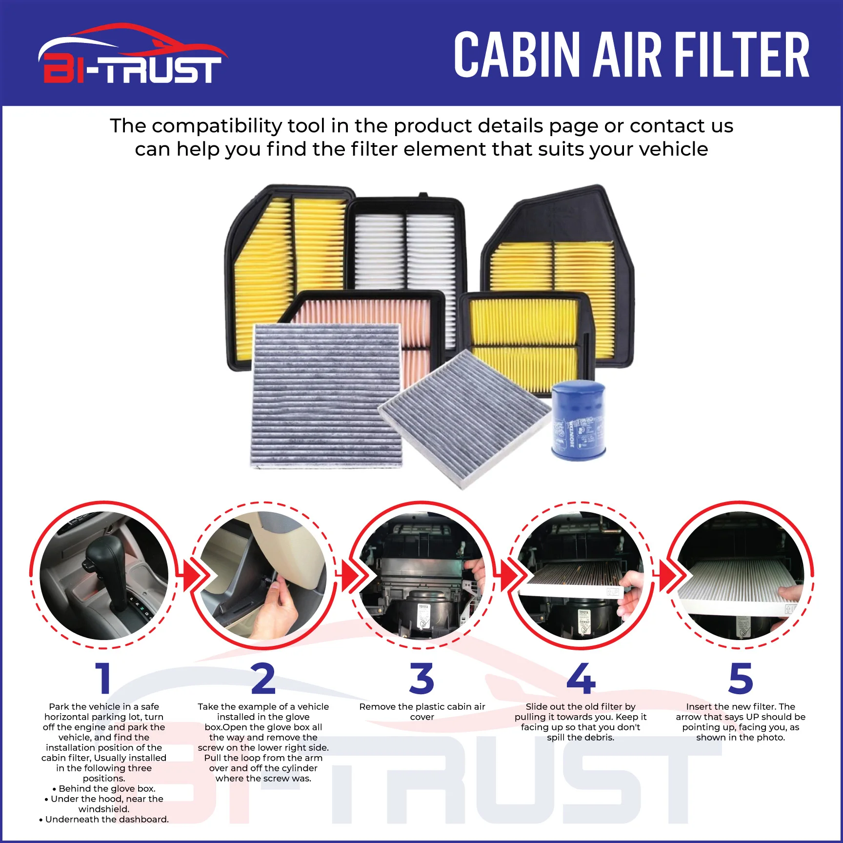 Bi-Trust Cabin Air Filter for 2006-2007 Toyota Land Cruiser V8 4.7L 1998-2007 Lexus LX470 V8 4.7L