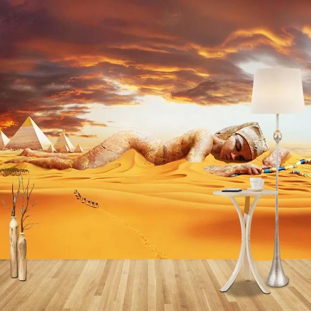 

Фотообои на заказ 3D современный минималистичный Египетский пустыня верблюд Пирамида красота фон Стена Фотообои
