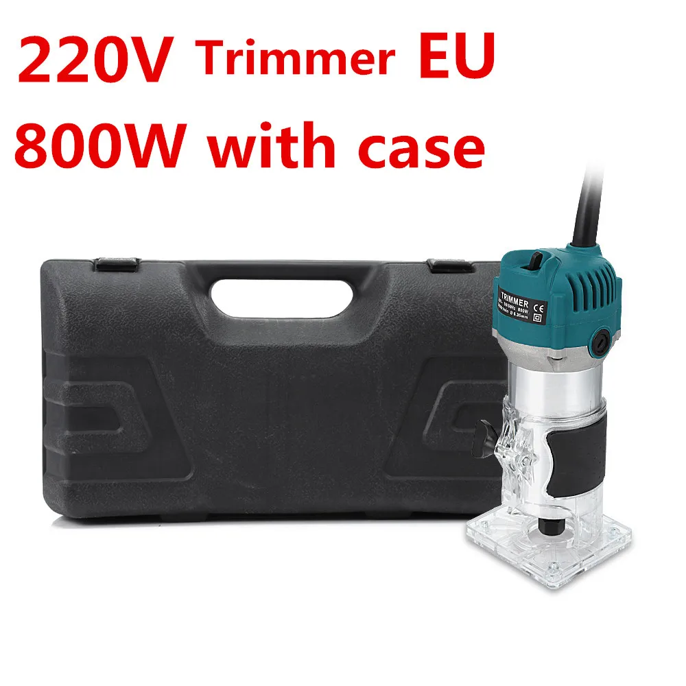 EU 800W with case ЕС 220 В США 110 в 800 Вт деревообрабатывающий электрический триммер фрезерование древесины гравировальный долбежный обрезной станок ручная резьба по дереву маршрутизатор - Цвет: EU 800W with case